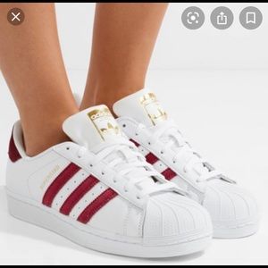 Maroon velvet striped adidas